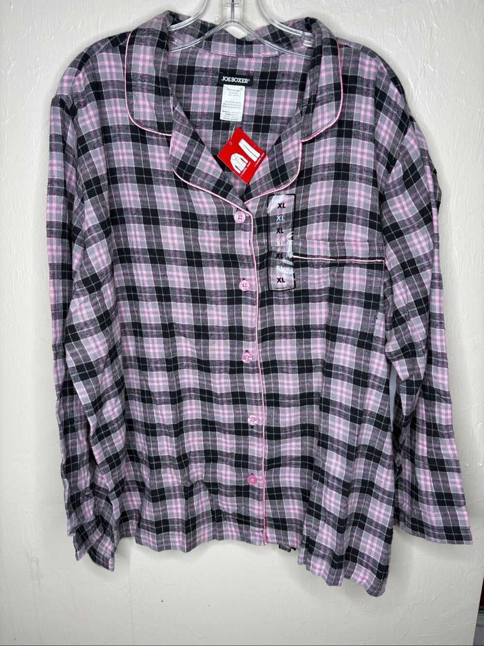 NWT Joe Boxer Women's 2-Piece Flannel Pajama Long Sleeve & Elastic Waist Long Pa